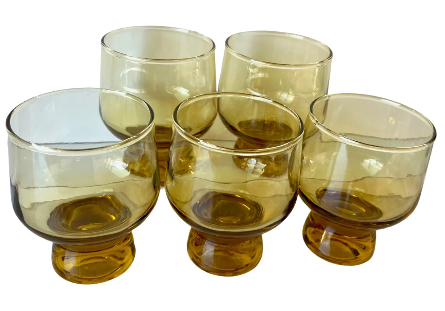 Kaaru (Crown Crystal, NZ) Amber Glasses x 5