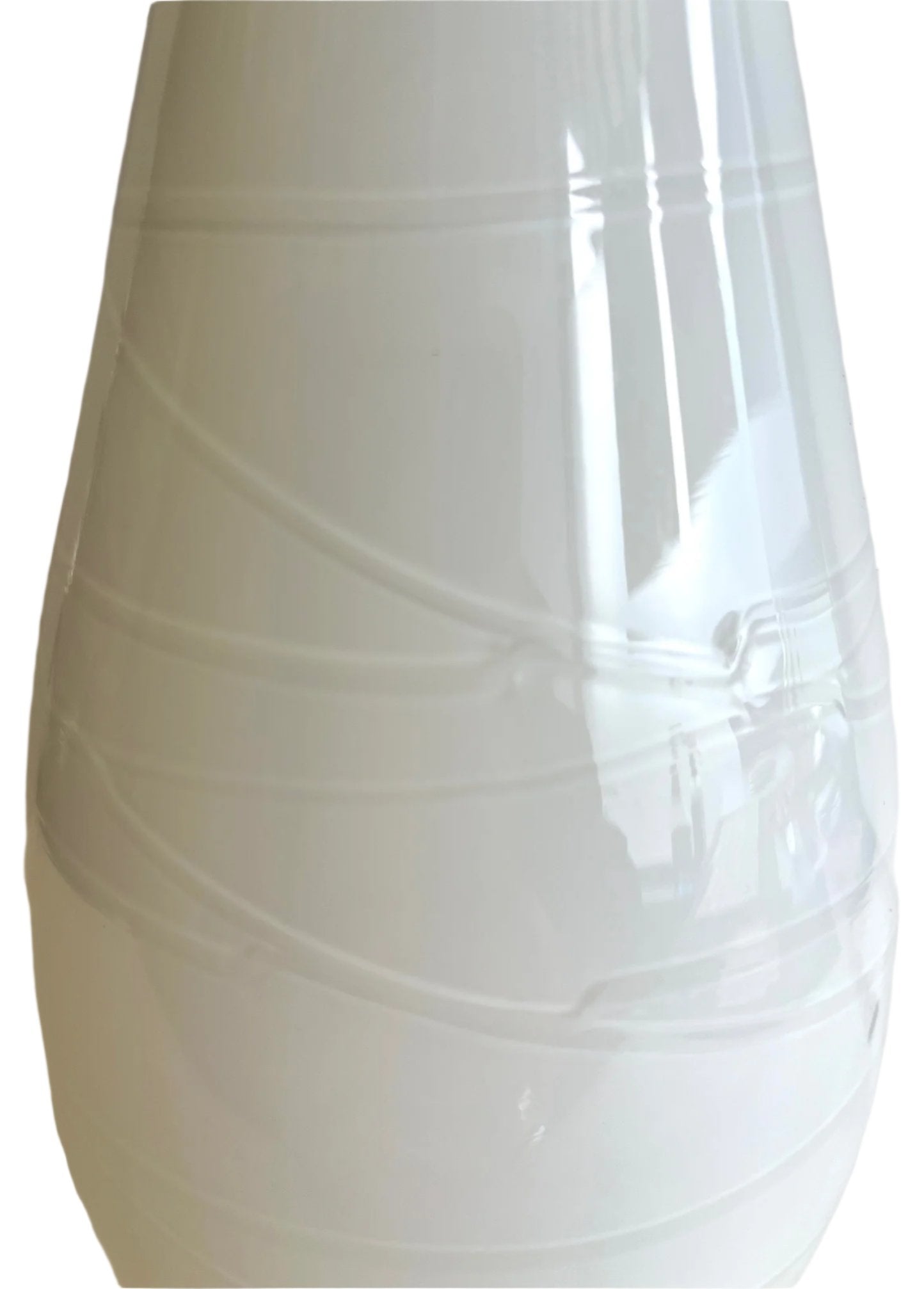 White Swirled Ribbed Glass Vase