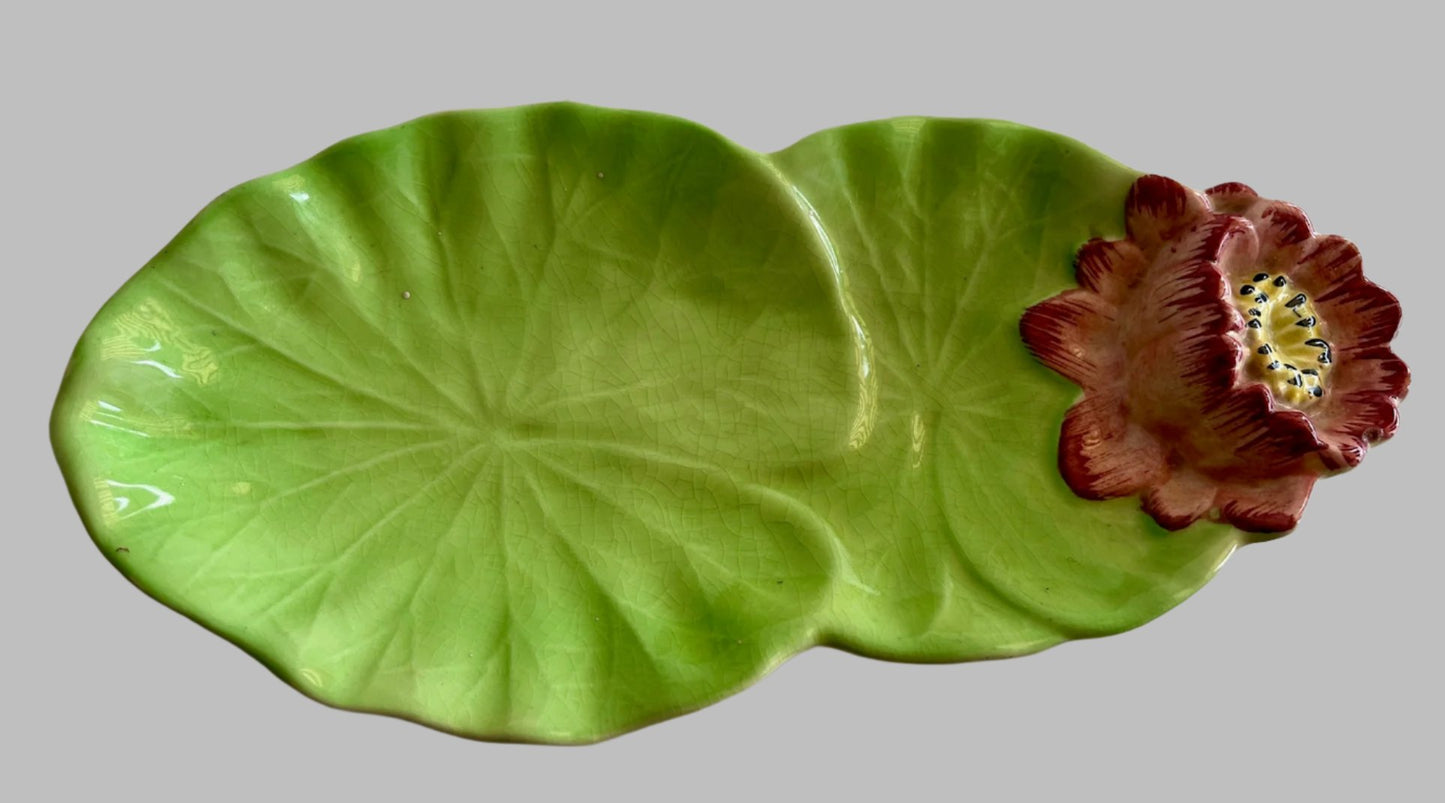 Lotus Lily Leaf And Flower Ceramic Plate