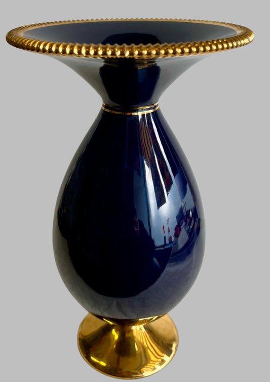  Italo Casini Mid-Century Italian Indigo and Gold Vase