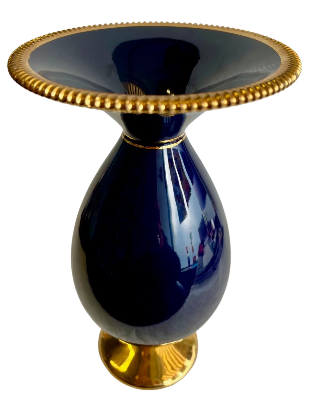  Italo Casini Mid-Century Italian Indigo and Gold Vase