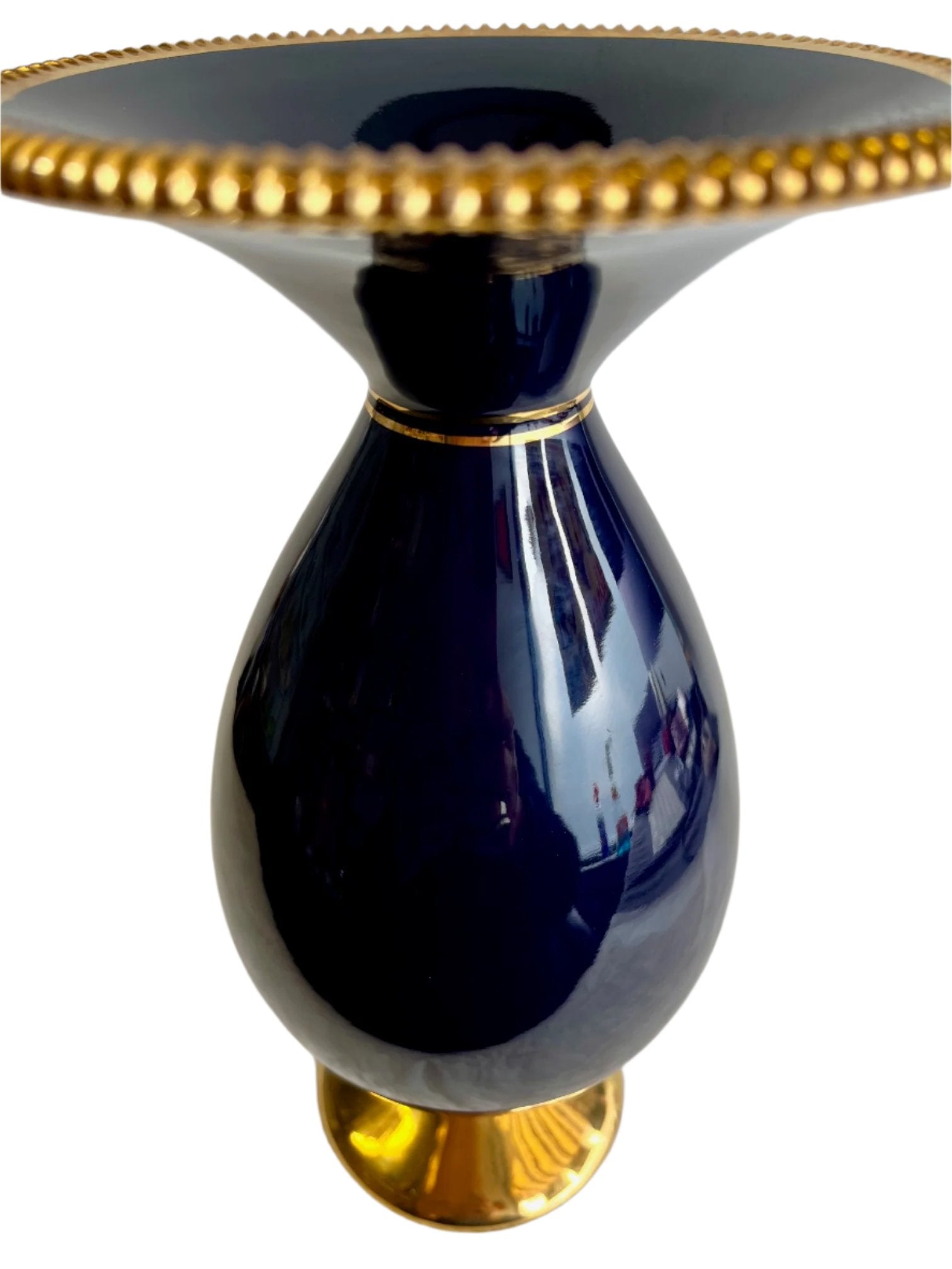  Italo Casini Mid-Century Italian Indigo and Gold Vase