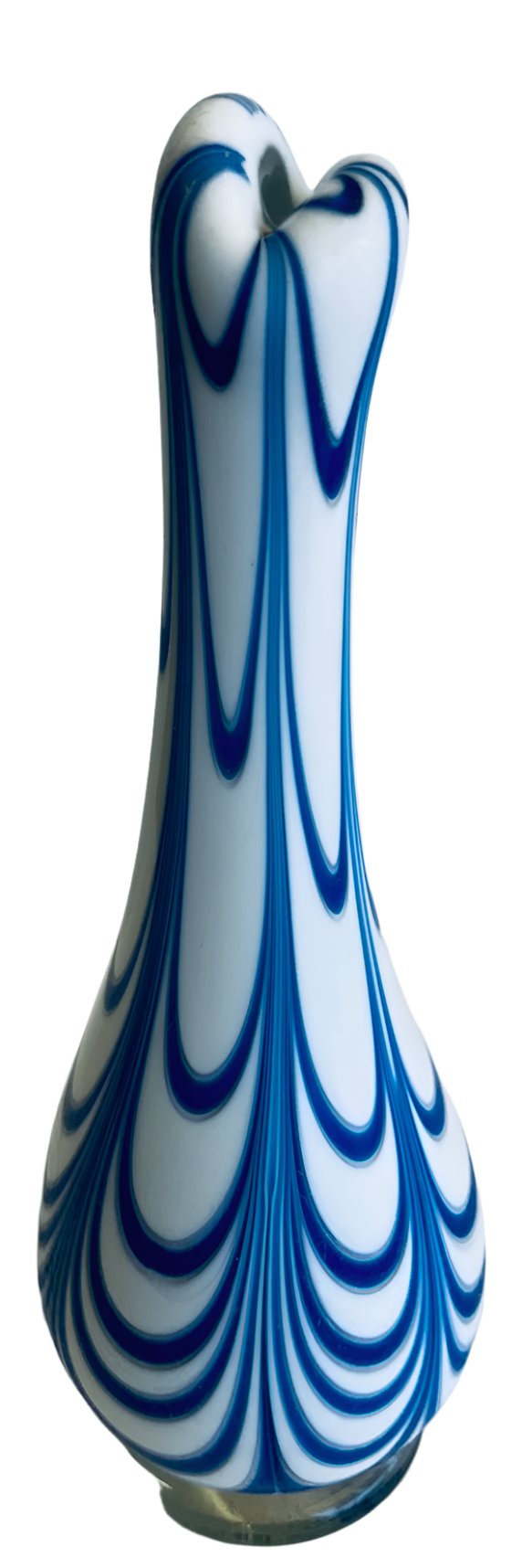 Cobalt Blue And White Striped Glass Vase