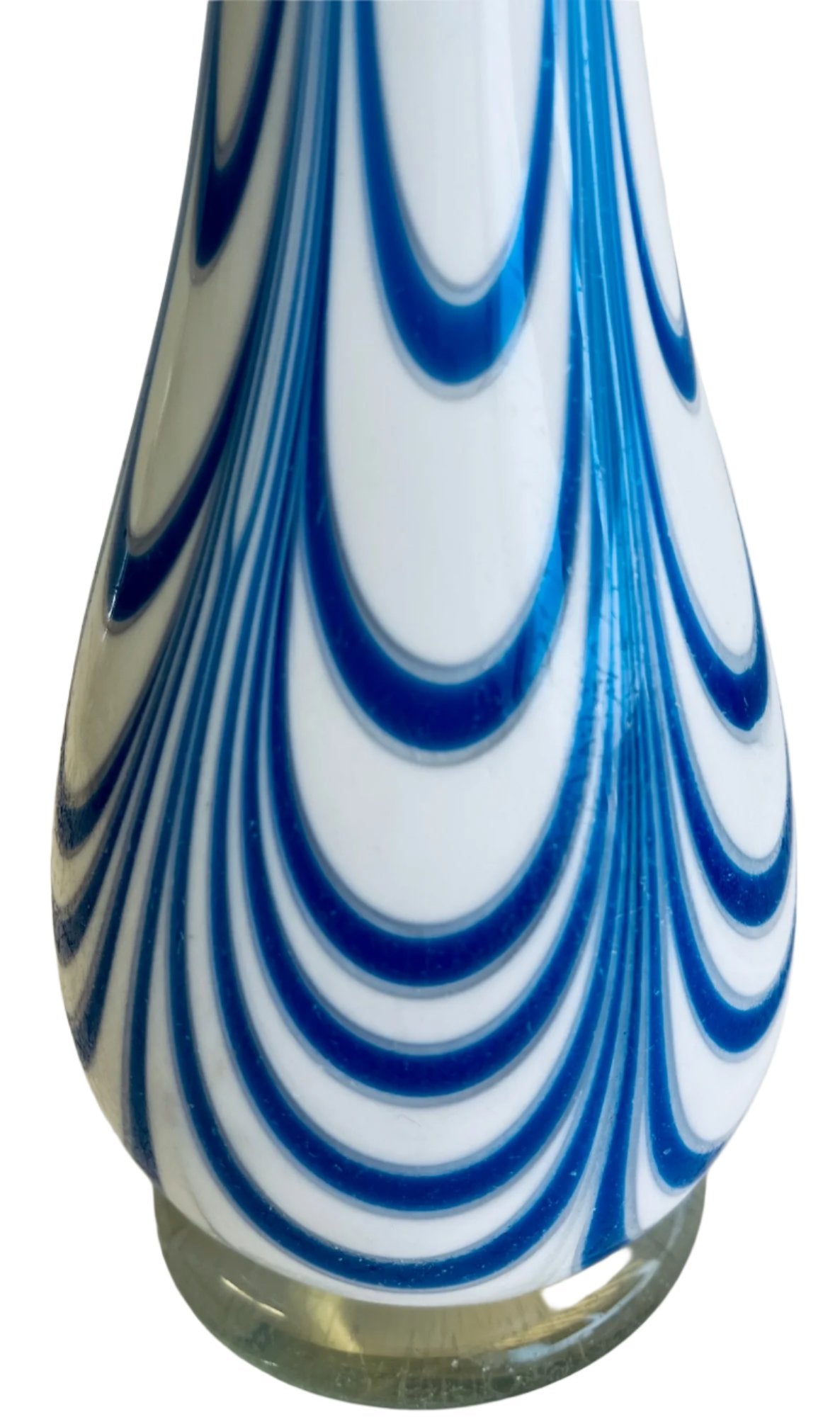 Cobalt Blue And White Striped Glass Vase