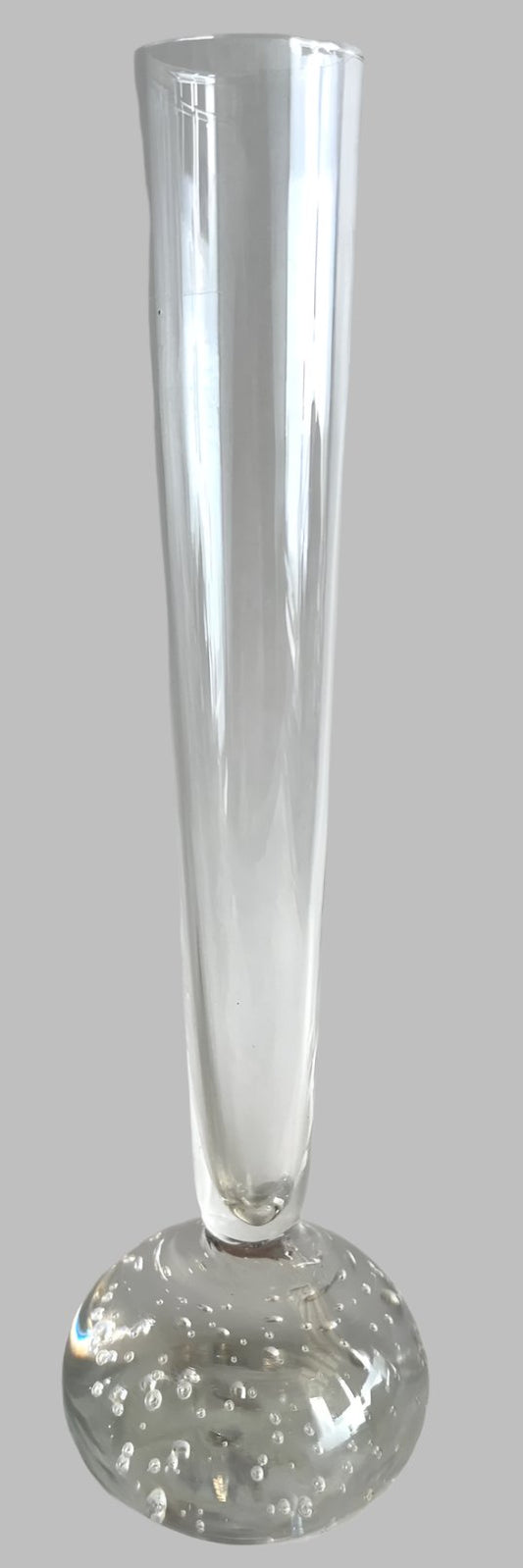 Clear Glass Bud Vase With Bullicante Controlled Bubbles Base