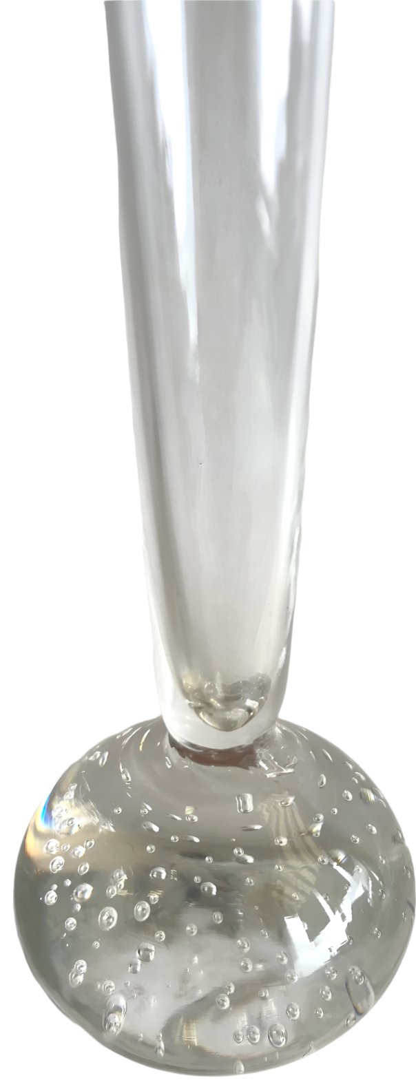 Clear Glass Bud Vase With Bullicante Controlled Bubbles Base