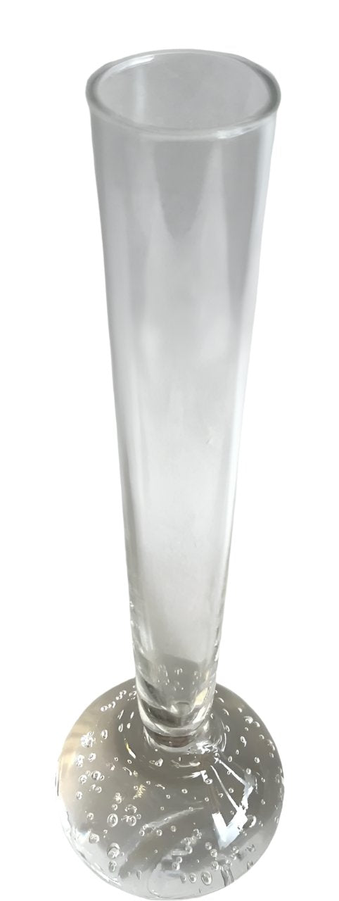 Clear Glass Bud Vase With Bullicante Controlled Bubbles Base