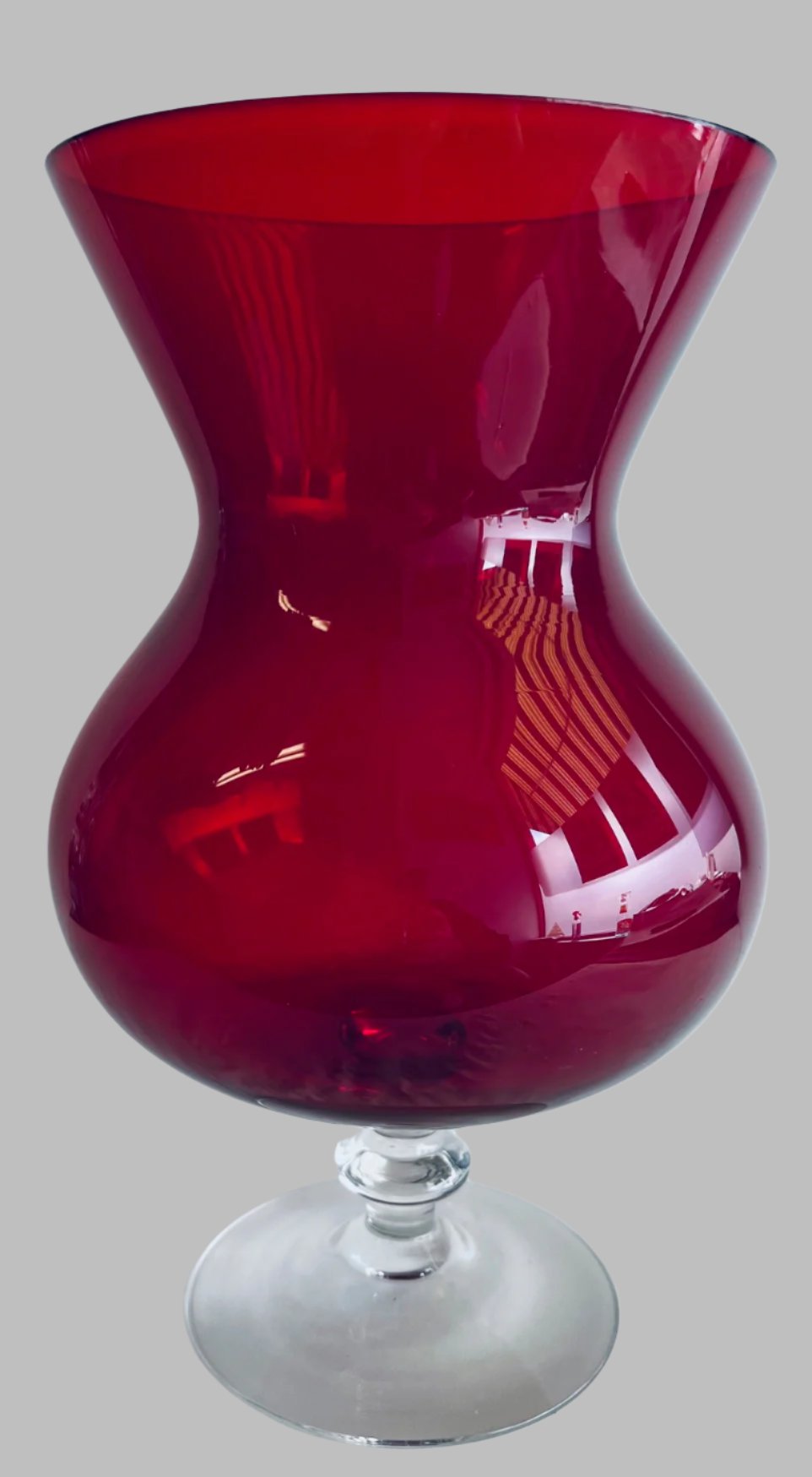 Stunning Ruby Red Empoli Italian Art Glass Vase