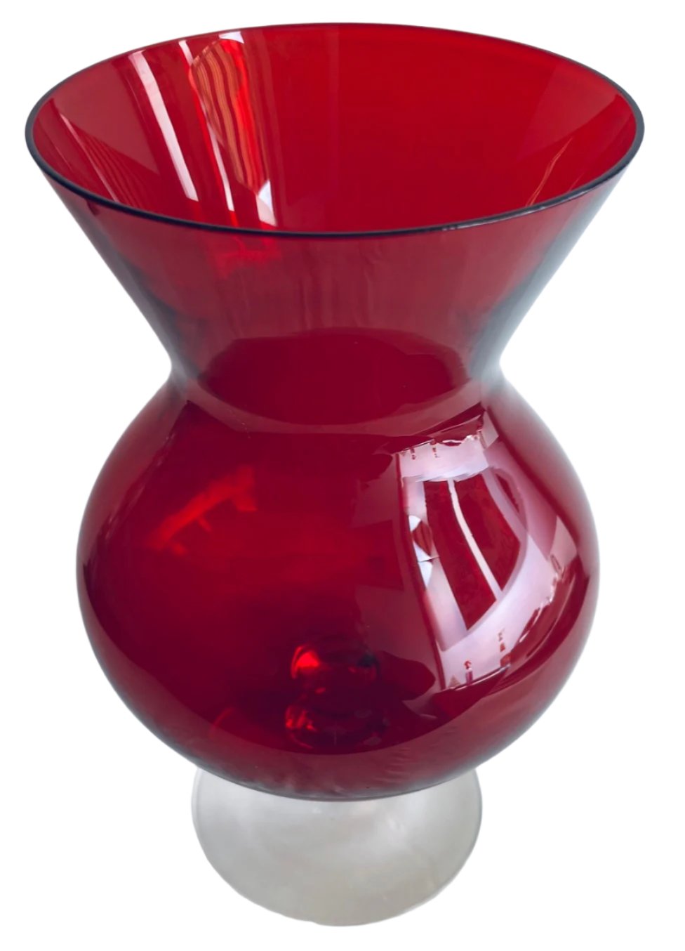 Stunning Ruby Red Empoli Italian Art Glass Vase