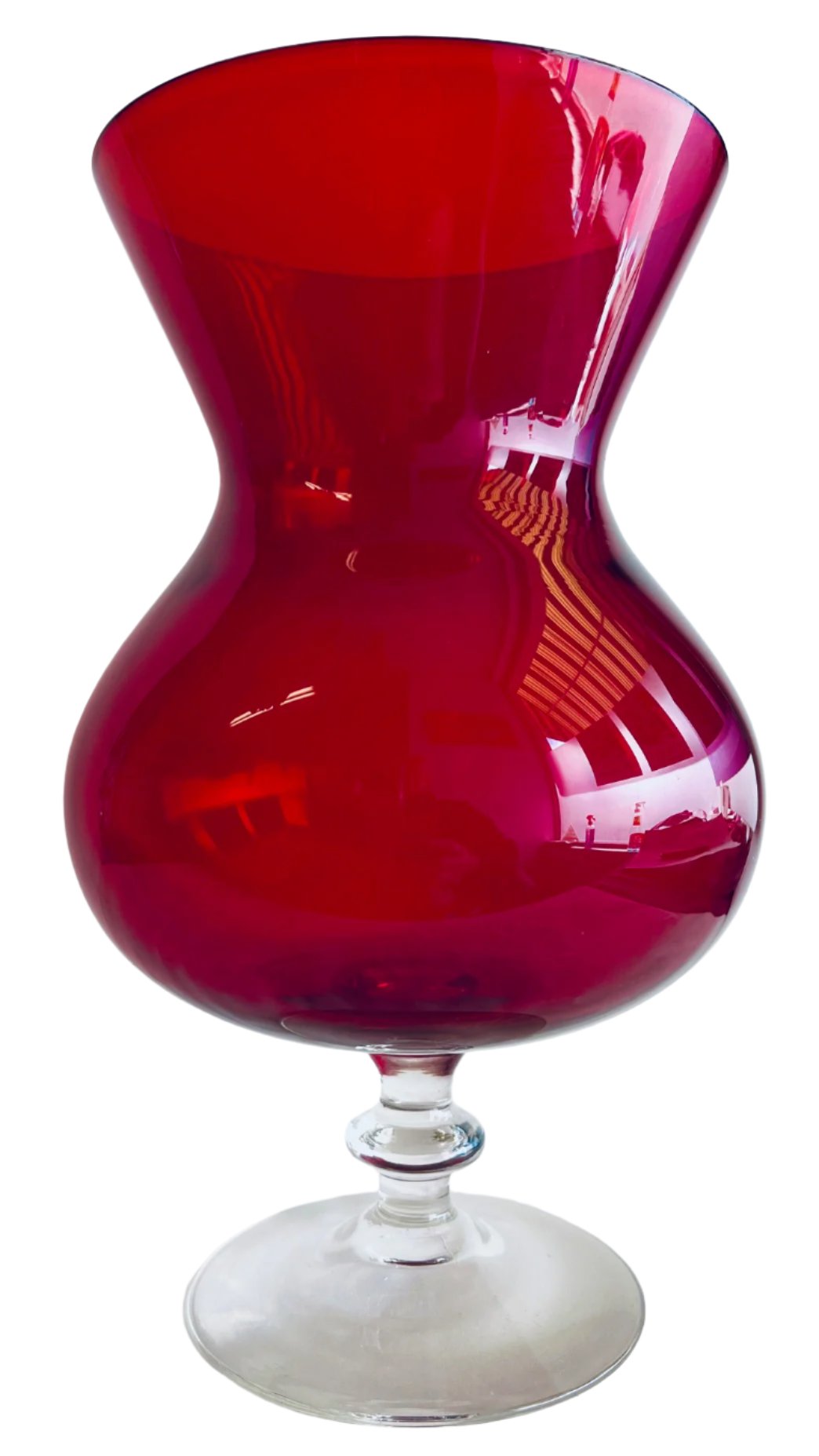 Stunning Ruby Red Empoli Italian Art Glass Vase