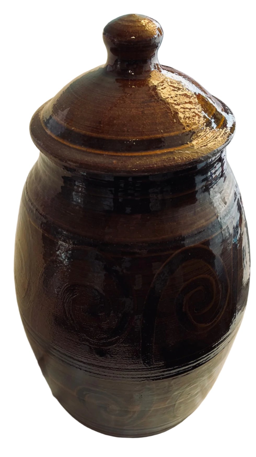 Large Pottery Urn With Lid