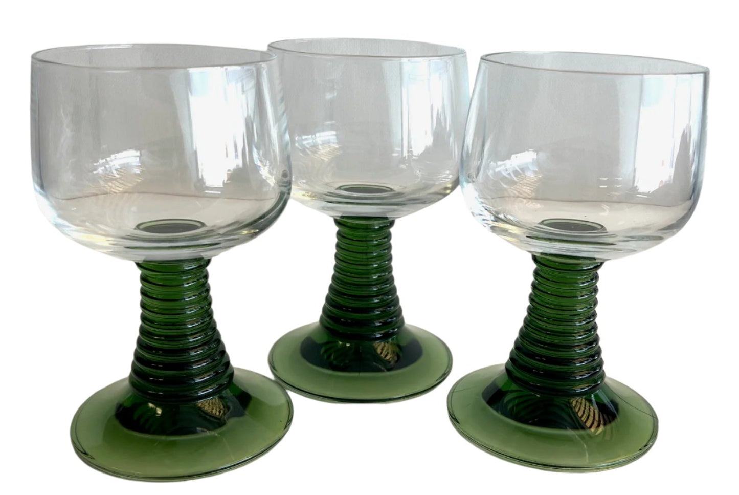 Roemer French Green/Clear Wine Glasses