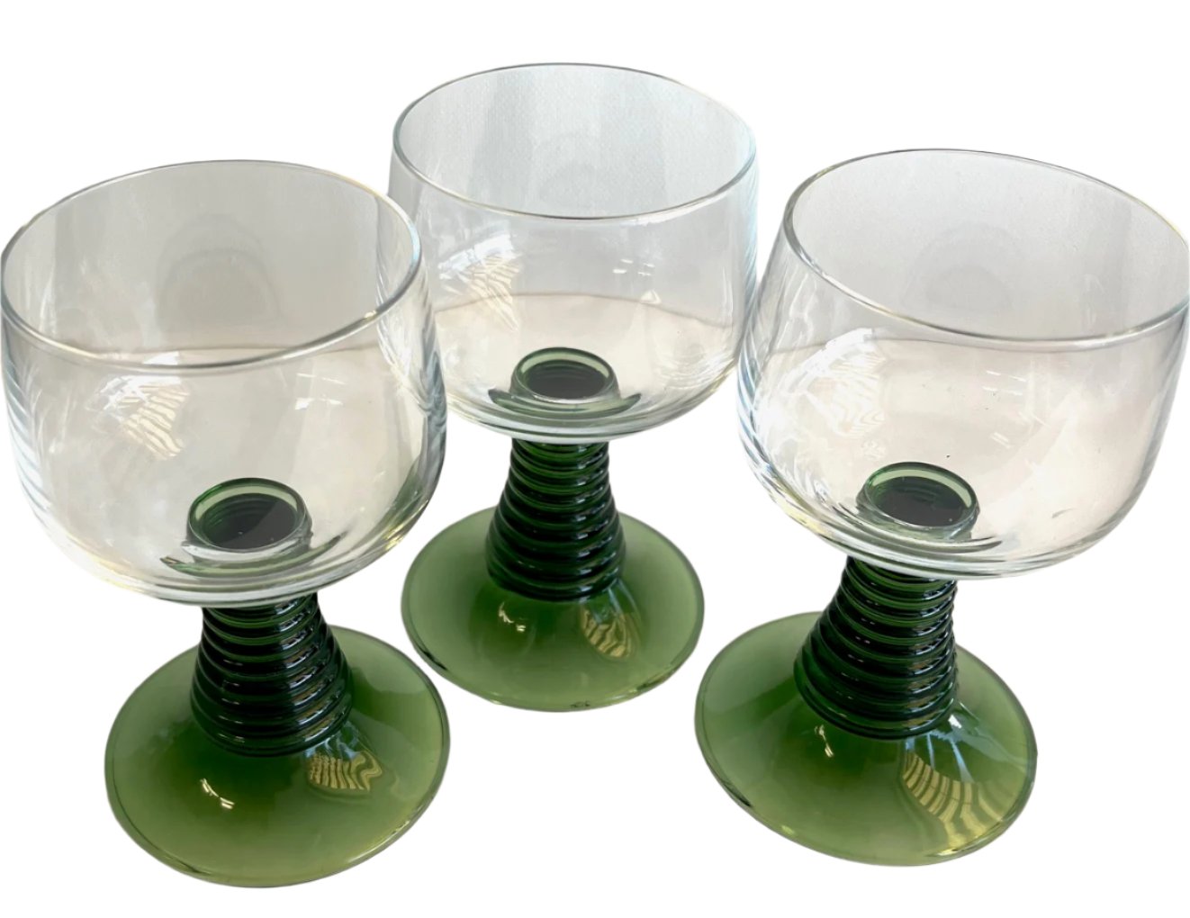 Roemer French Green/Clear Wine Glasses