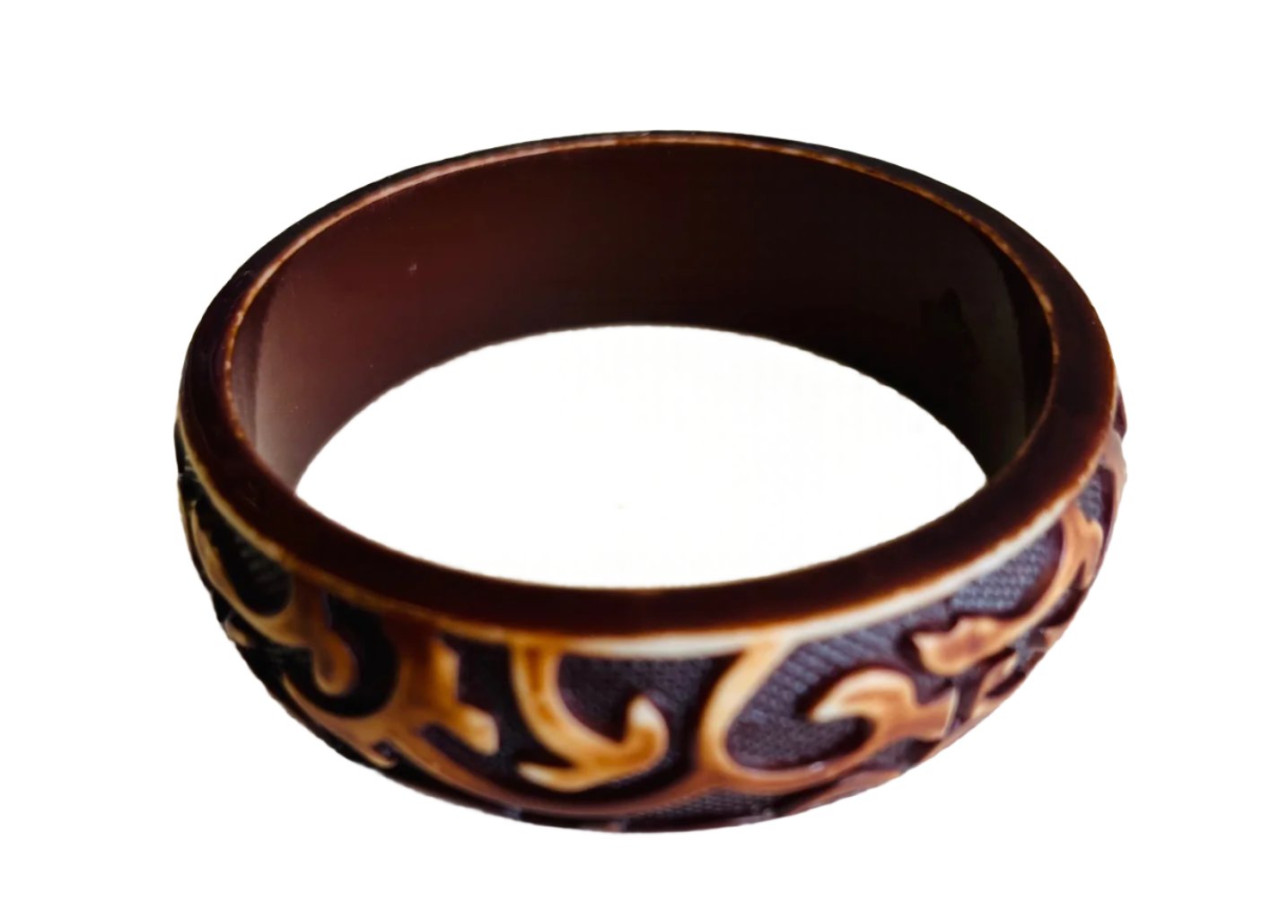 Vintage Faux Wood Chunky Bangle