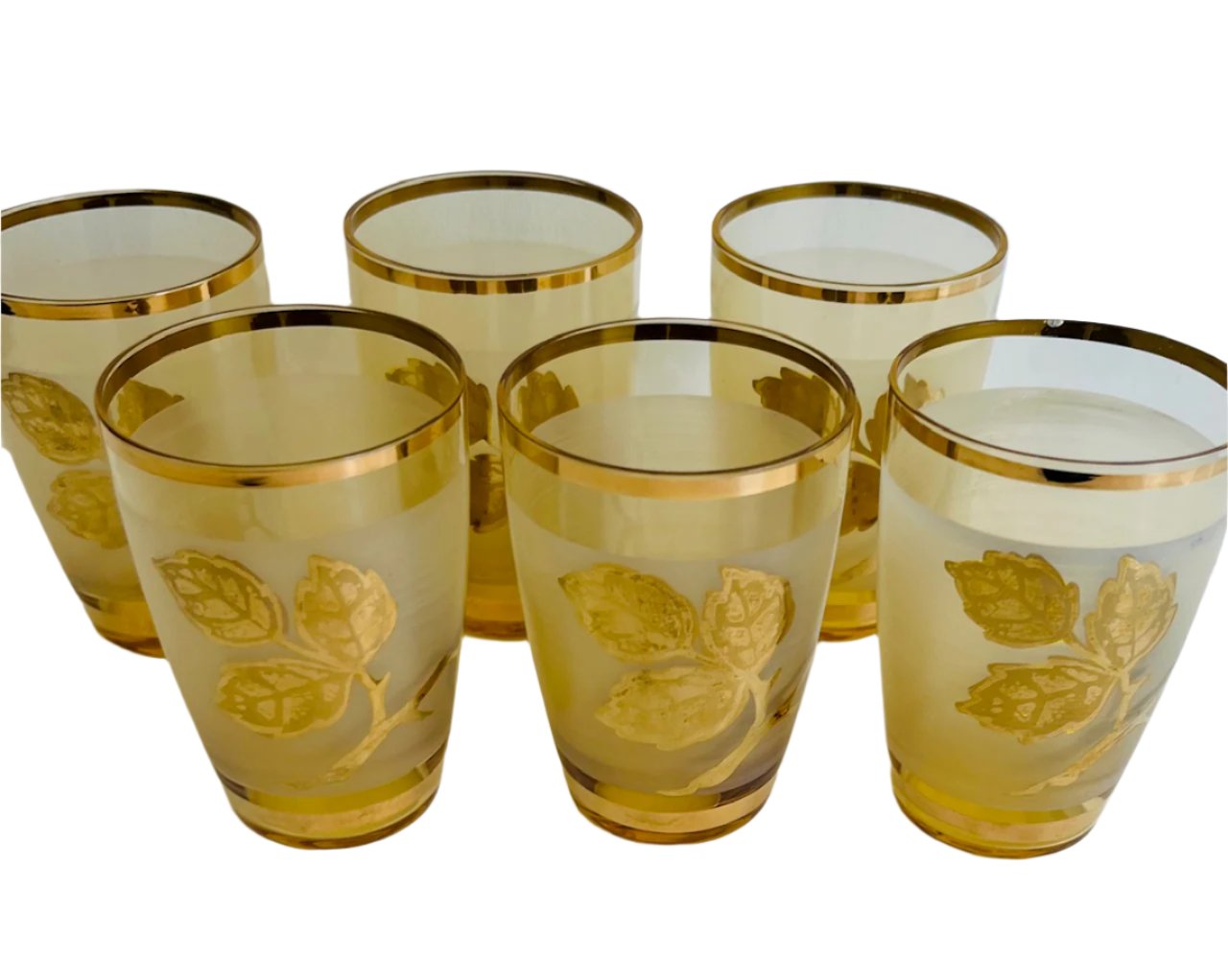 Six Gold Leaf Frosted Glasses