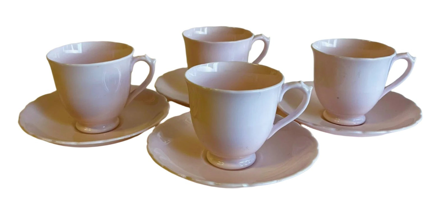 Tuscan English Fine Bone China Pastel Pink Cup And Saucer (4sets)