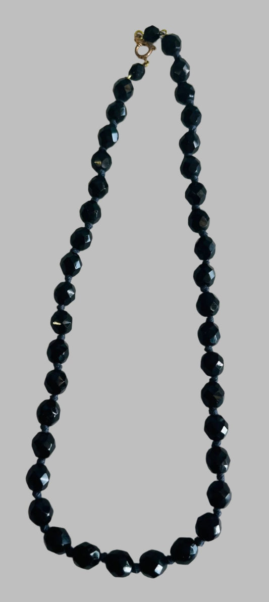 1960s Faceted Black Strand Necklace