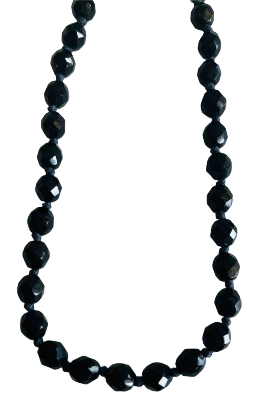 1960s Faceted Black Strand Necklace