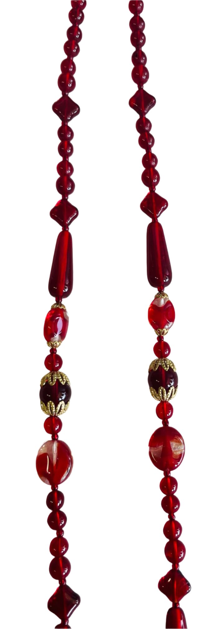 Vintage Czech Red Glass Bead Necklace