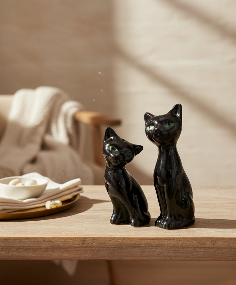 Black Siamese Salt And Pepper Shakers