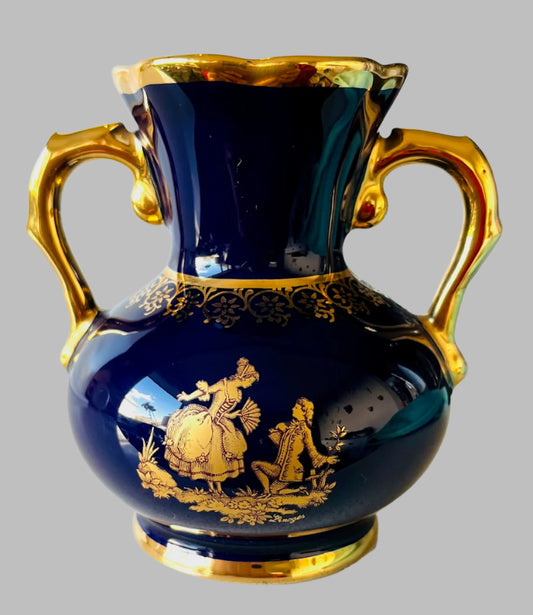 Limoges France Cobalt Blue With Gold Trim Bud Vase