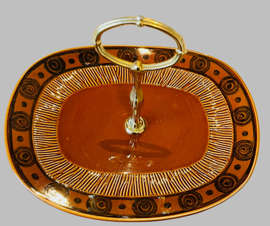 Vintage British Anchor Pottery Strata Monterrey Cake Plate