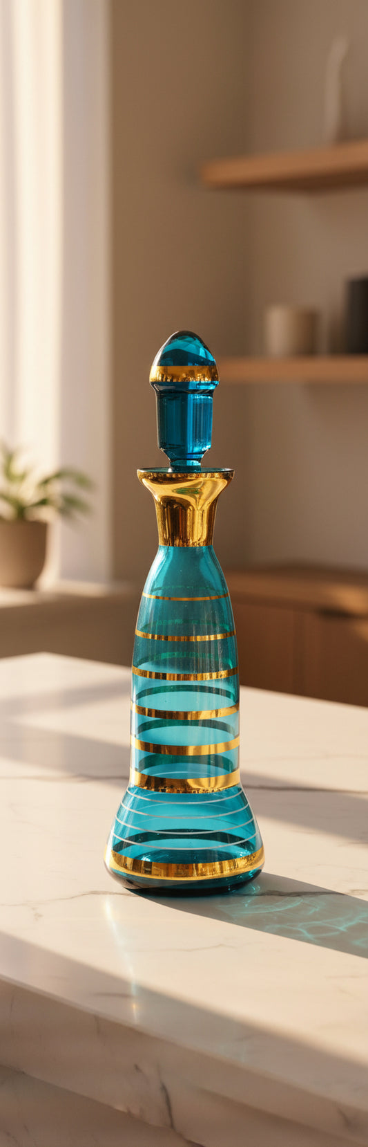 Blue And Gold Bohemia Crystal Decanter