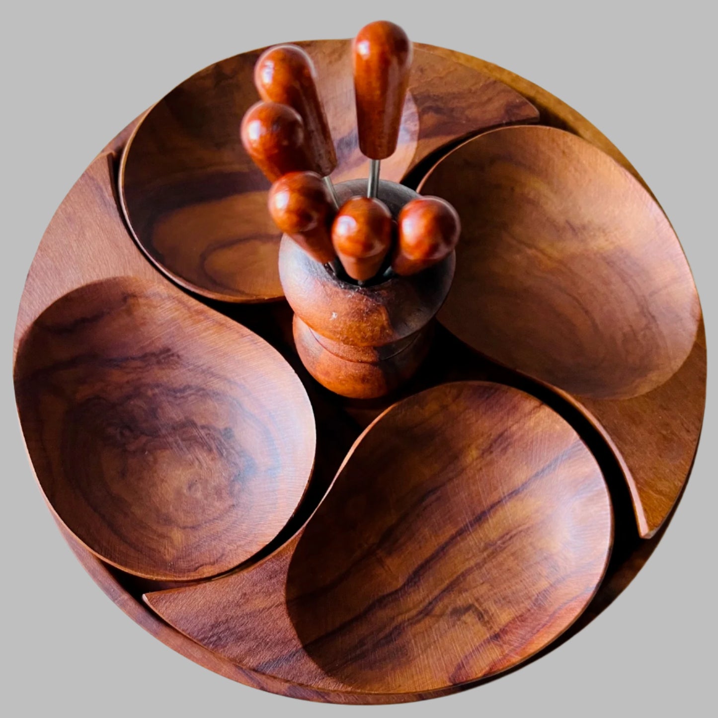 Mid-Century Hor D'Ouvres Wooden Tray