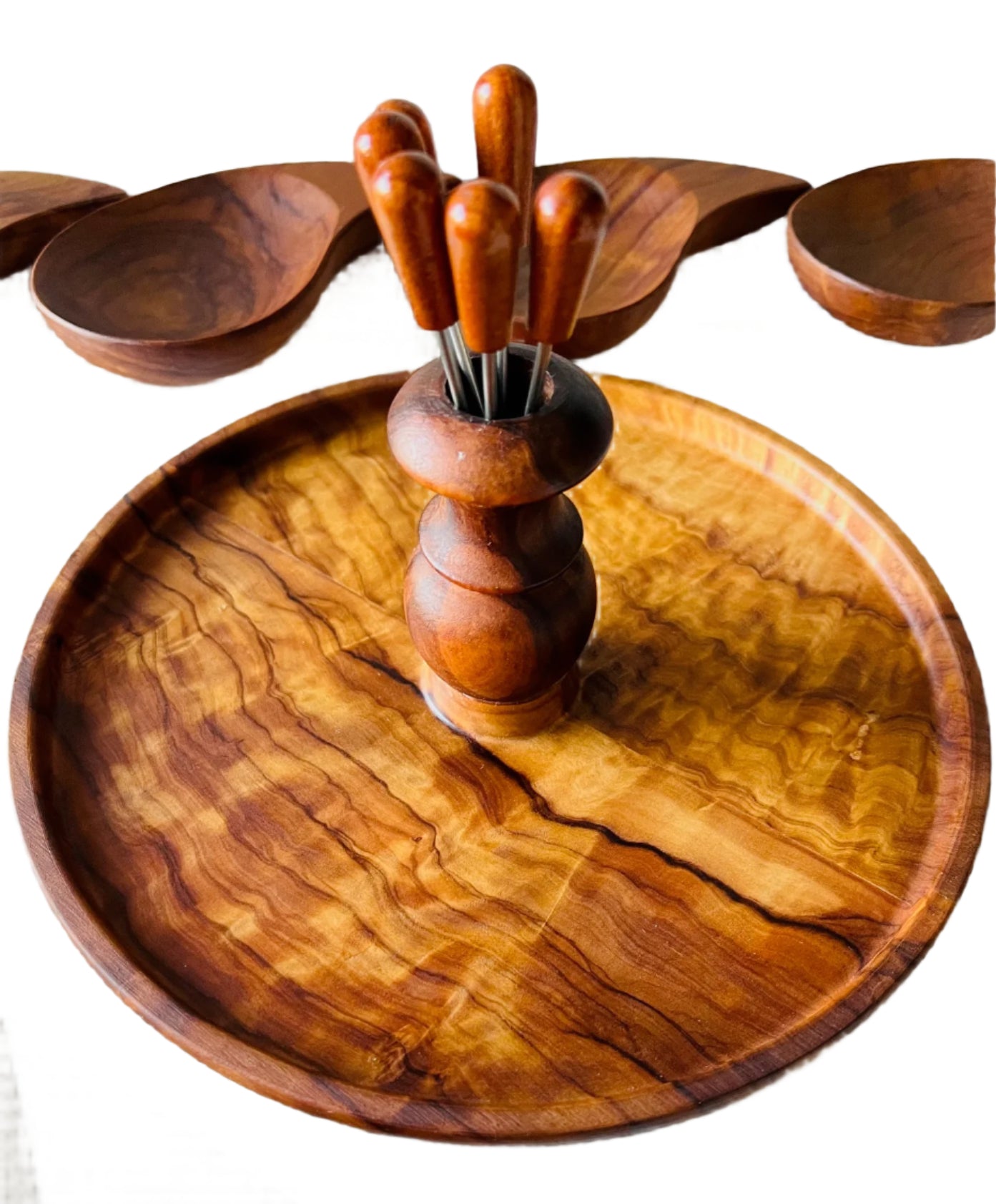 Mid-Century Hor D'Ouvres Wooden Tray
