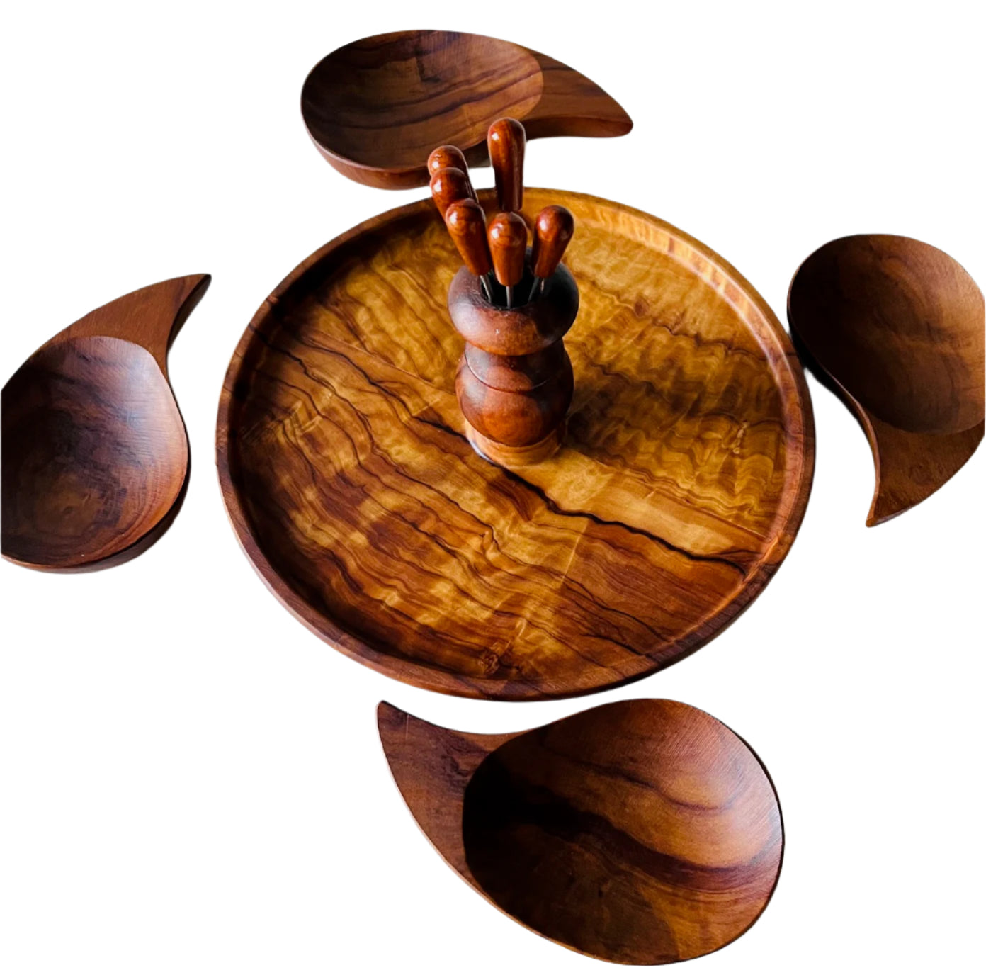 Mid-Century Hor D'Ouvres Wooden Tray