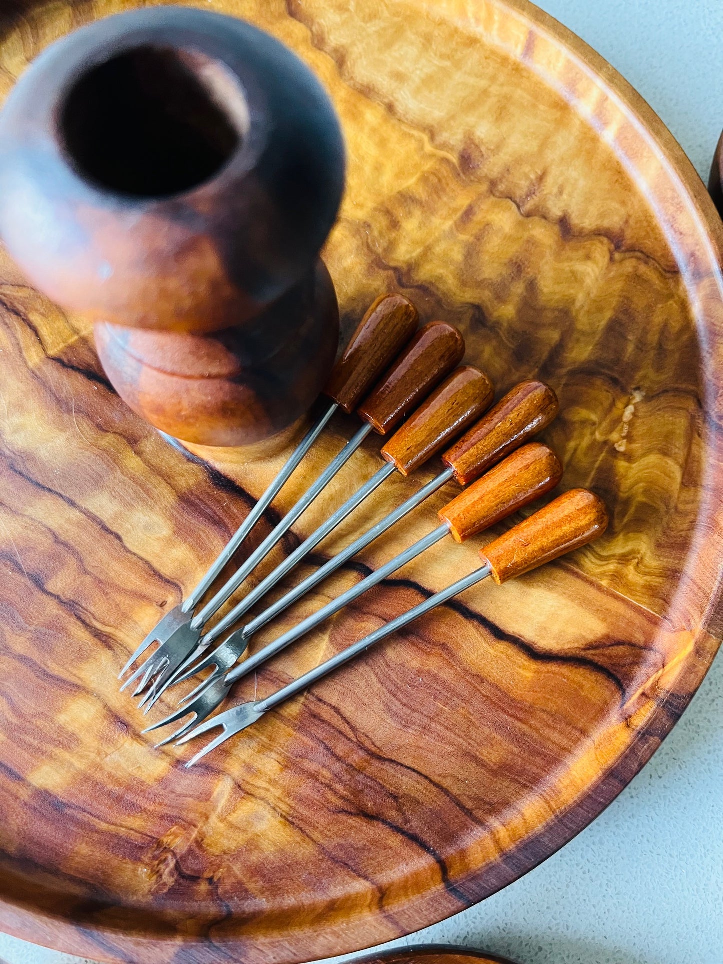Mid-Century Hor D'Ouvres Wooden Tray