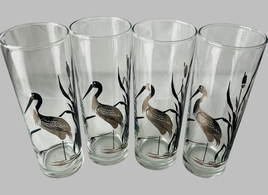 Four Vintage Crane Highball Glasses