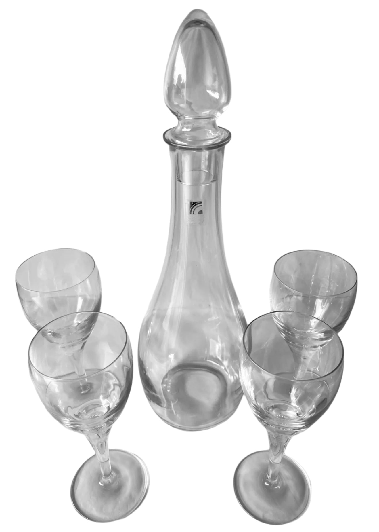 Italian Decanter And Four Wine Glasses