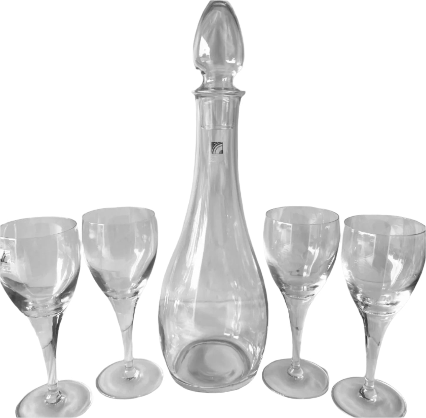 Italian Decanter And Four Wine Glasses