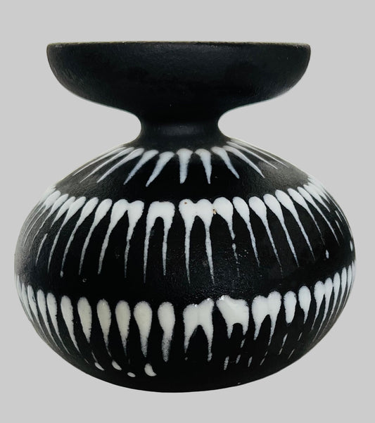 Black And White Striped Ceramic Vase