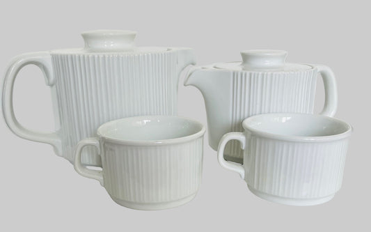 White Porcelain Rosenthal Studio Linie Two Teapots And Two Cups