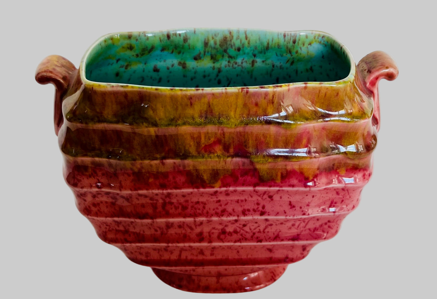 Crown Ducal Ware Ceramic Ribbed Vase