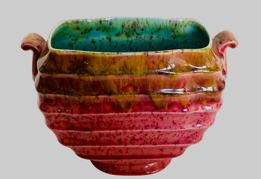 Crown Ducal Ware Ceramic Ribbed Vase