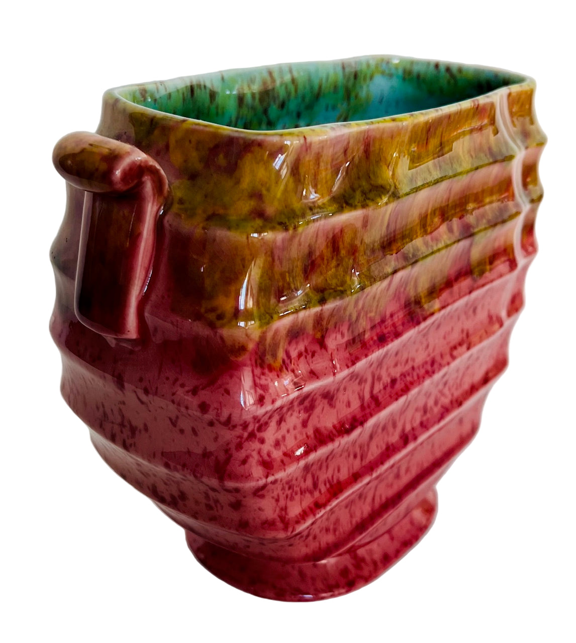 Crown Ducal Ware Ceramic Ribbed Vase