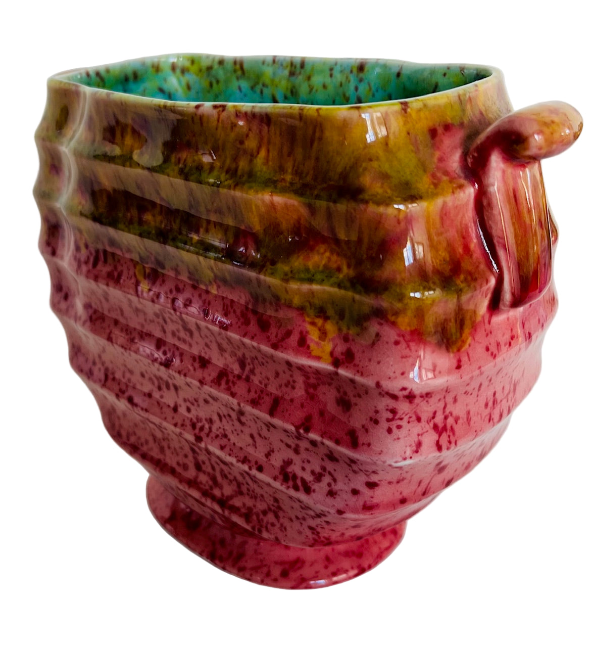 Crown Ducal Ware Ceramic Ribbed Vase