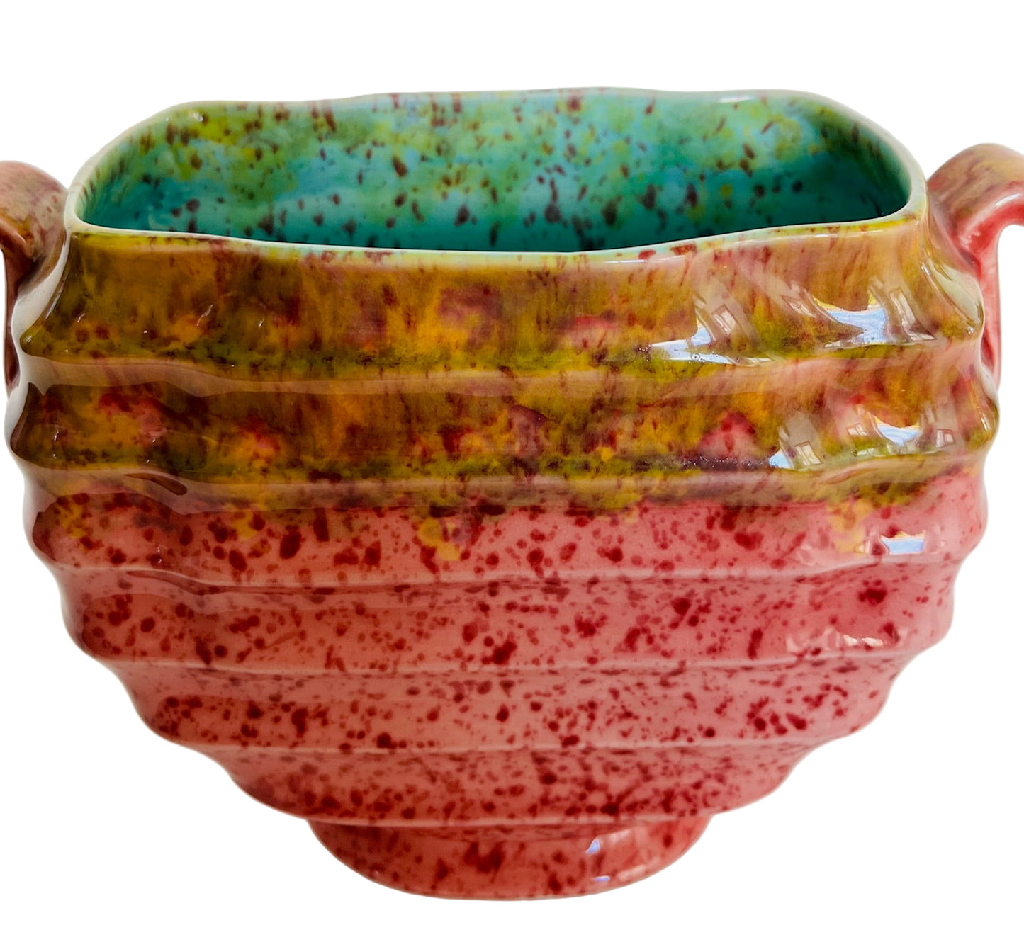 Crown Ducal Ware Ceramic Ribbed Vase