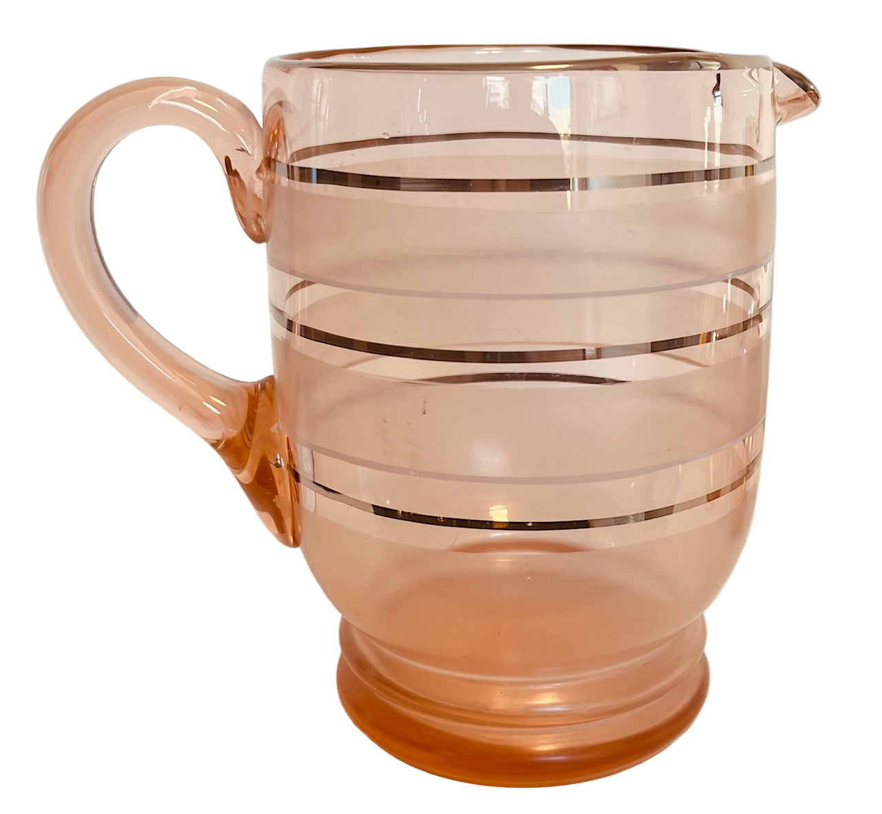 Vintage Pink Glass Jug And 4 Glasses