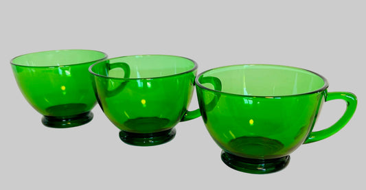 Forest Green Anchor Hocking Glass Punch Cups (3)