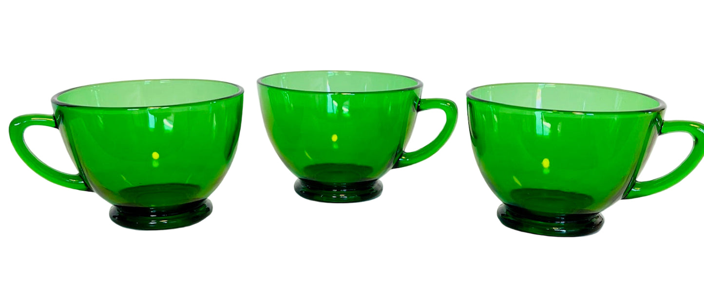 Forest Green Anchor Hocking Glass Punch Cups (3)