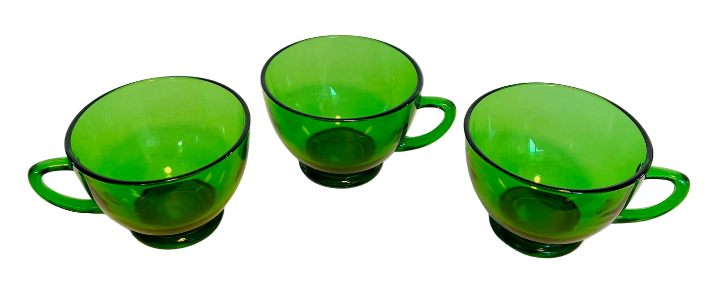 Forest Green Anchor Hocking Glass Punch Cups (3)