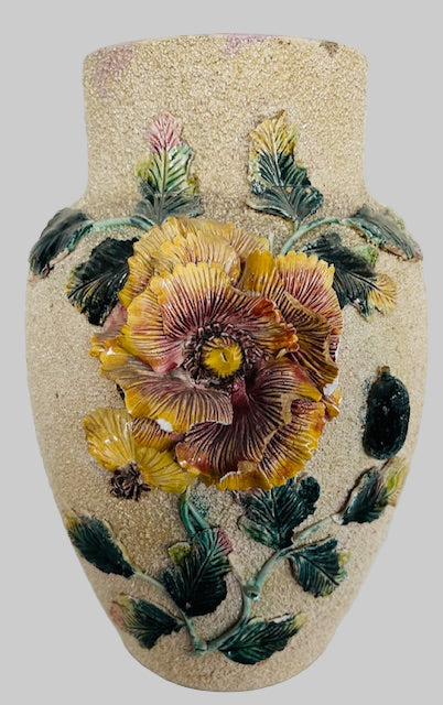 Art Nouveau Majolica Sand Glazed Large Vase