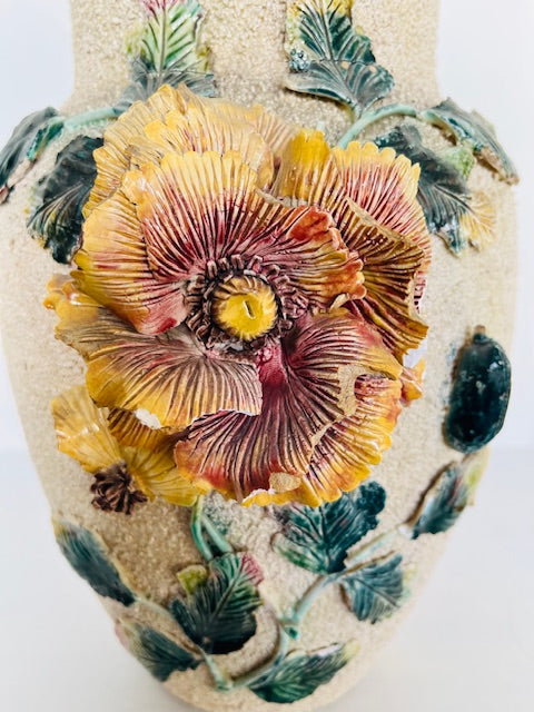 Art Nouveau Majolica Sand Glazed Large Vase