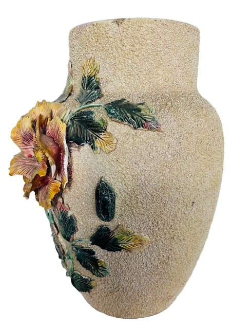 Art Nouveau Majolica Sand Glazed Large Vase