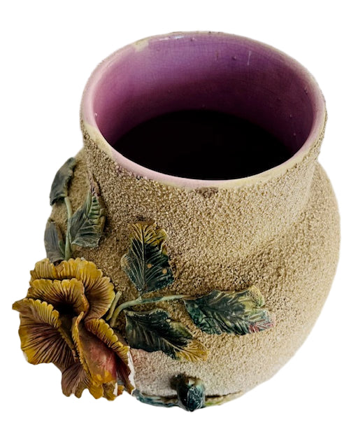 Art Nouveau Majolica Sand Glazed Large Vase