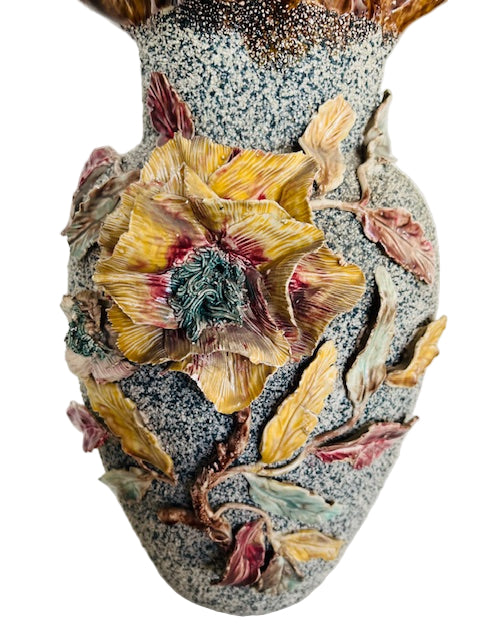 Art Nouveau Majolica Sand Glazed Large Vase